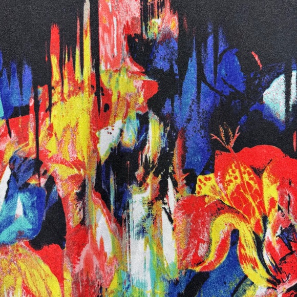 John Paul Richard Cap Sleeve Blouse Floral Watercolor Top Relaxed Black Women XL - Picture 4 of 8